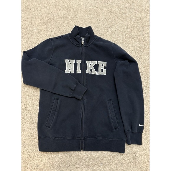 Nike Jackets & Blazers - VTG Y2K Nike Team Full Zip Spell Out Varsity Jacket Blue Size Large